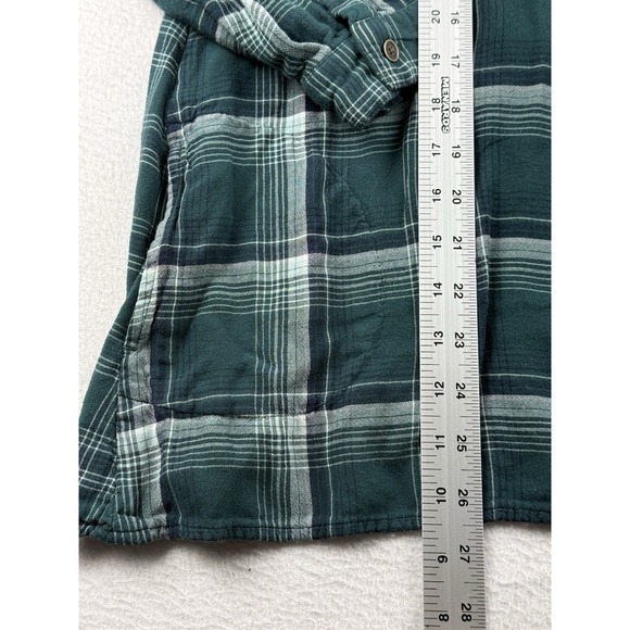 J. Jill Mixed Plaid Double Cloth Tunic Soft Button Up Shirt Green Sz Petite M - Picture 5 of 9